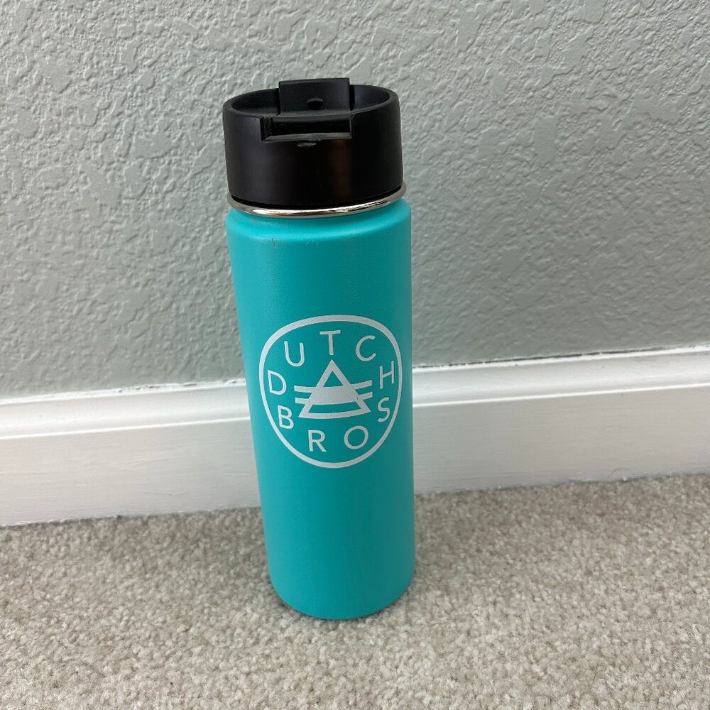 Dutch Bros Aqua Travel Tumbler with Black Lid hydroflask mug cup